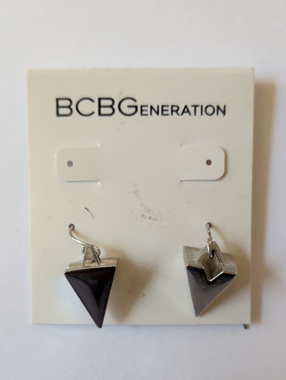 BCBGeneration Silver 3D Triangle Drop Earrings
